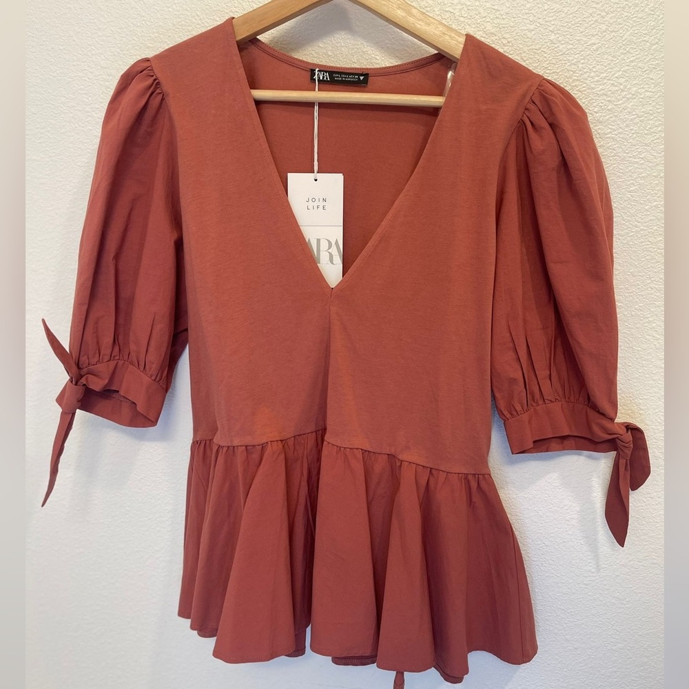 ZARA coral peplum top
